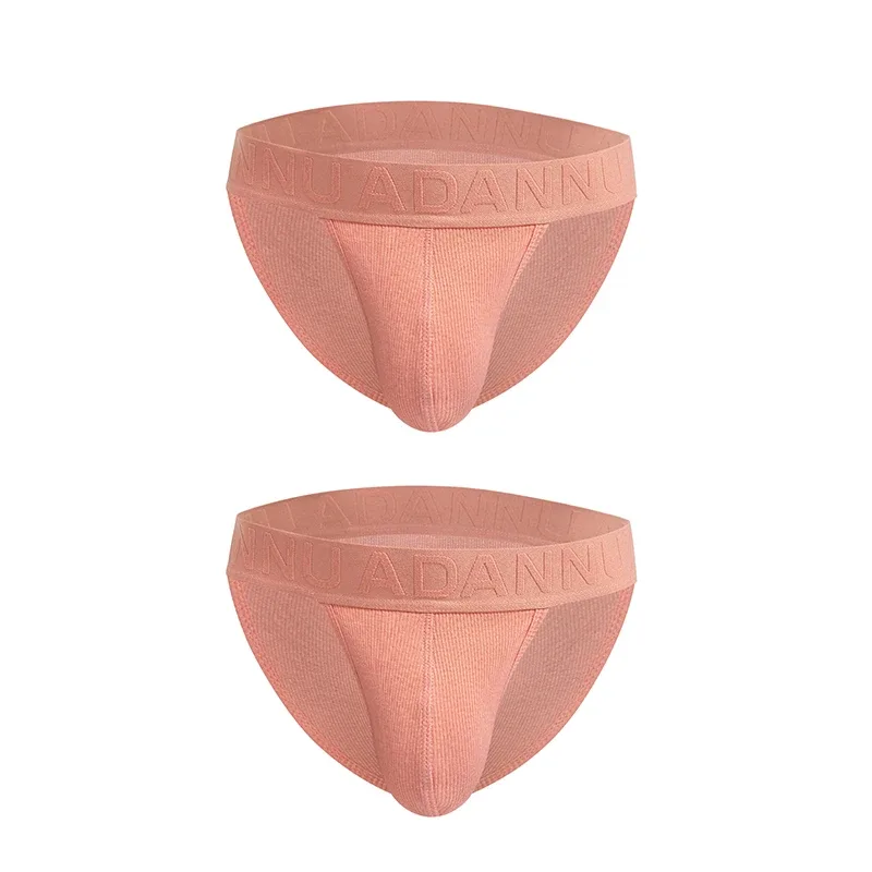 Cueca convexa de algodão com nervuras, confortável para a pele, sensação nua, letra em relevo, cintura larga, roupa íntima de ajuste fino