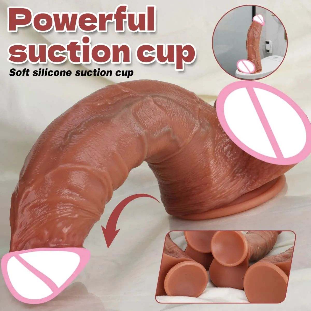 Realista macio duplo silicone grande vibrador pele simulada pênis artificial masturbação vaginal ventosa grande pau mulher brinquedo sexual — image 2