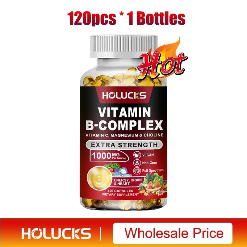 Suplemento de complexo de vitamina B, rico em B1 B2 B3 B5 B6 Biotina, força, suporte energético, cérebro e coração, promove o metabolismo