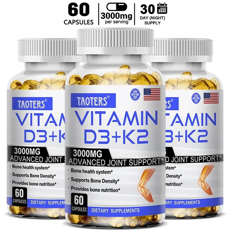 Vitamin D3 K2 Capsule Promotes Strong Bones Calcium Absorption for Teeth Heart Cardiovascular Health