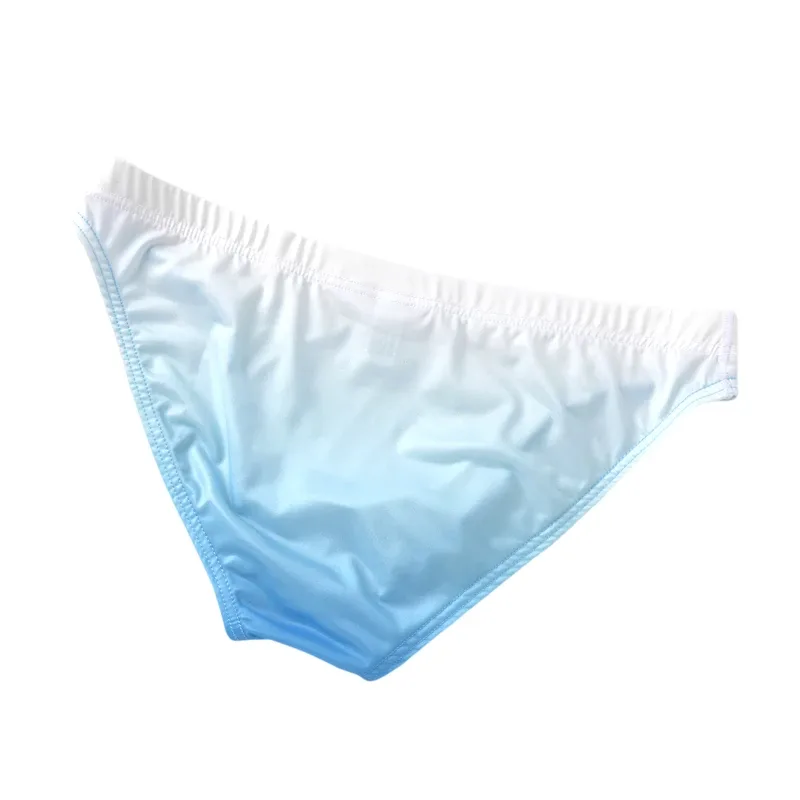 Cuecas masculinas de seda gelo com bolsa de cor gradiente respirável sexy bikini desliza cintura baixa masculino calcinha de levantamento de bunda cuecas — image 9