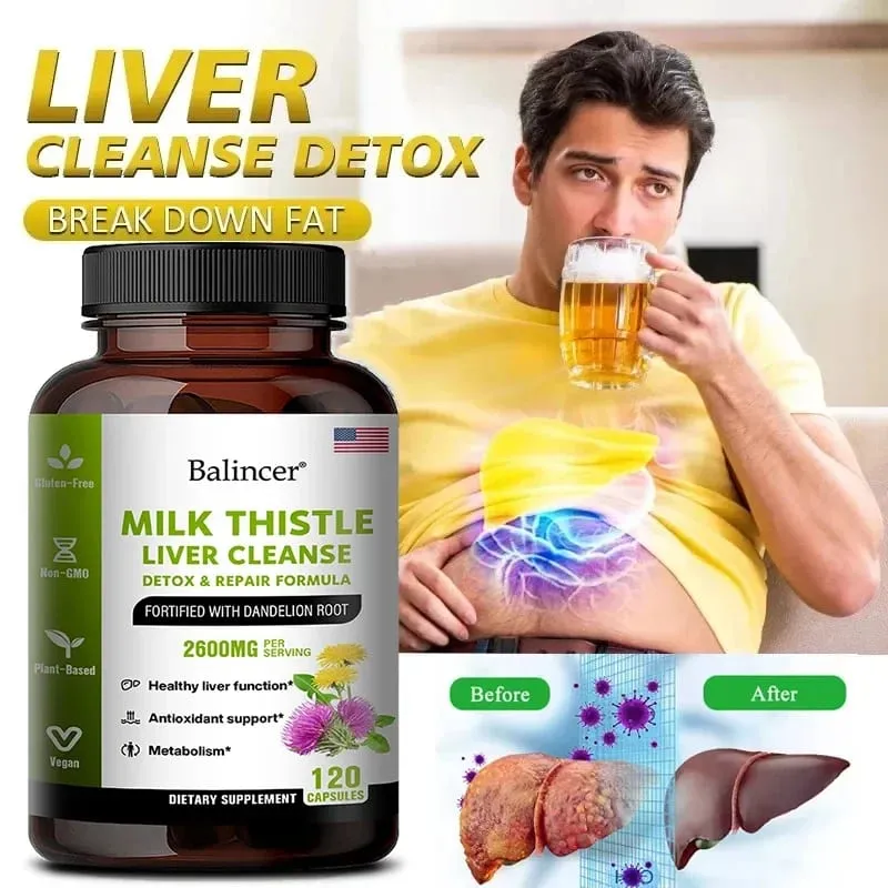 Suplemento de extrato de raiz de cardo mariano e dente de leão para reparação de desintoxicação do fígado e antioxidante nutritivo