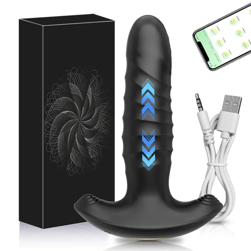 Vibrador massageador de próstata masculino, controle por aplicativo, plugue anal telescópico, brinquedo sexual feminino para adultos
