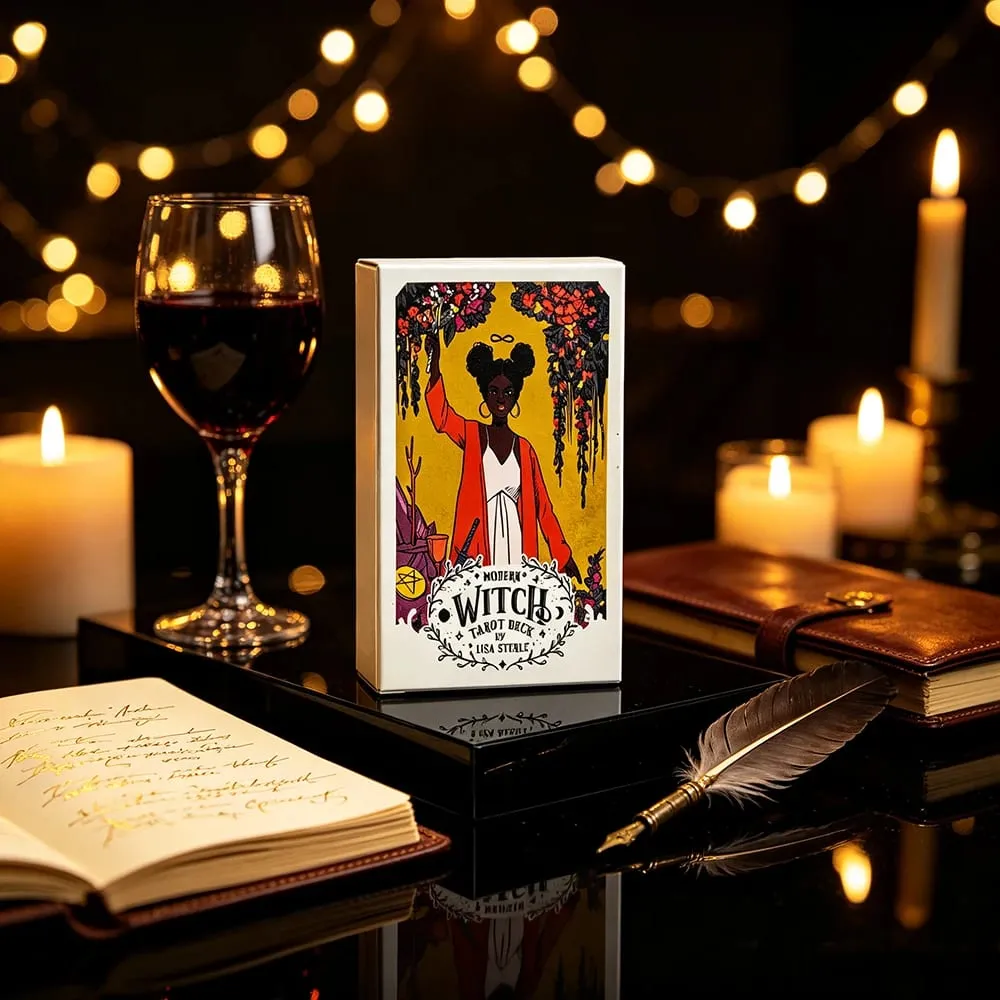 Baralho de tarô de bruxa moderno, 78 cartas, versão em inglês, jogo de tabuleiro de adivinhação, orientação espiritual, baralho de tarô para iniciantes