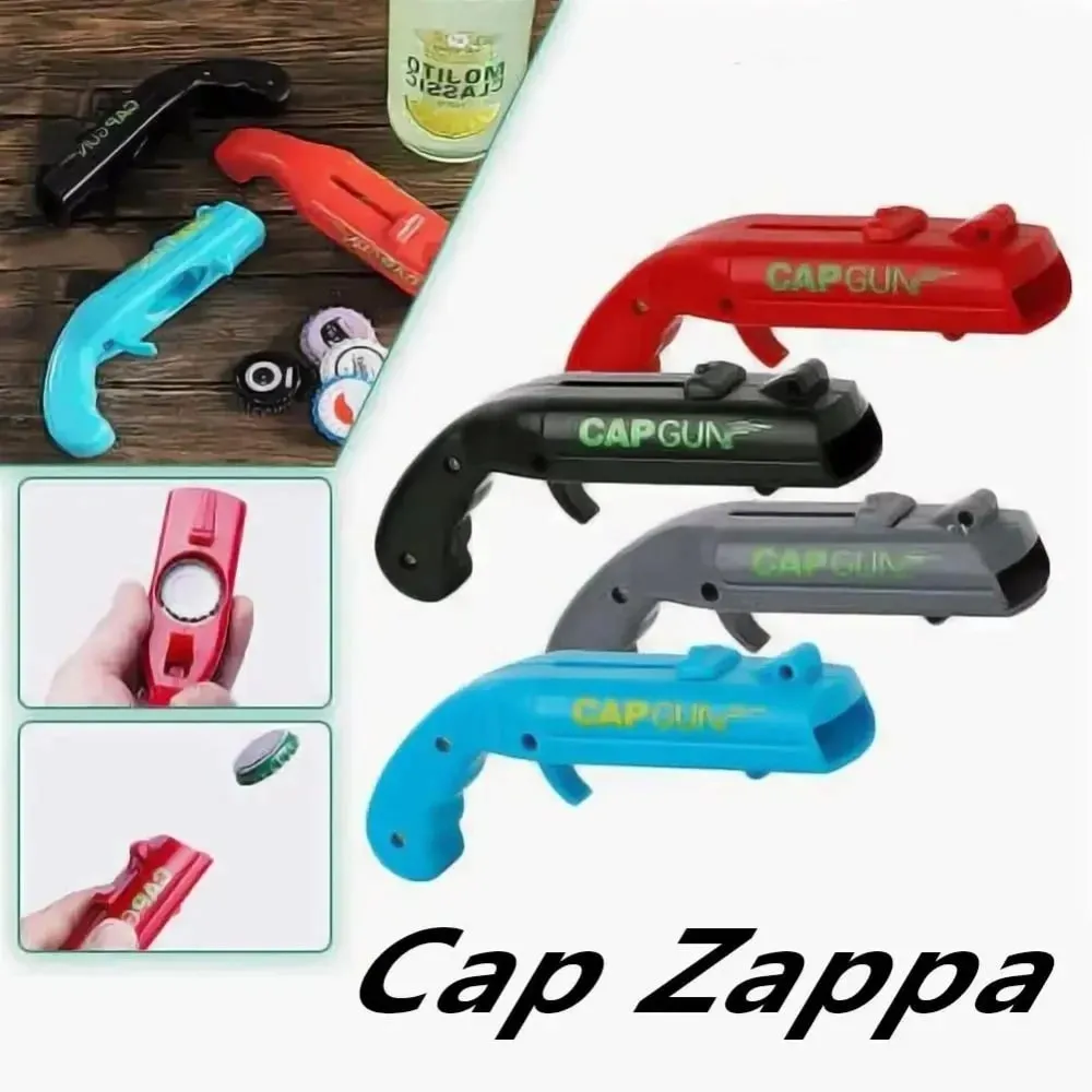 Portátil criativo tampa arma voando boné lançador abridor de garrafa de cerveja novidade diversão abridor de bebidas ferramenta cozinha festa presente acessórios — image 1
