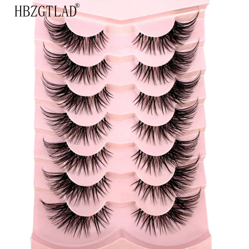 7/8PairsCat Eye Eyelashes manga Lashes 3D Clear Band Lashes naturalHalf Lashes End Eye Elongated Mink Eyelashes Fluffy Eyelashes