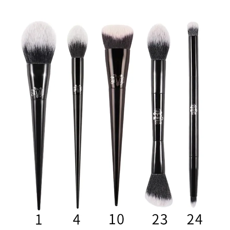 Kat Von D Conjunto de pincéis de maquiagem e kit para base, blush, destaque, corretivo, escultura em pó, sombra, pincel de maquiagem de marca KVD