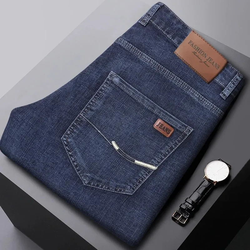 Wthinlee 8 modelos primavera outono negócios jeans masculino casual estiramento reto moda clássico trabalho calças jeans roupas de marca — image 13