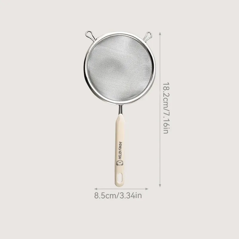 Filtro de resíduos de aço inoxidável 304 durável com alça de plástico filtro de malha fina peneira de farinha óleo skimmer colher utensílios de cozinha