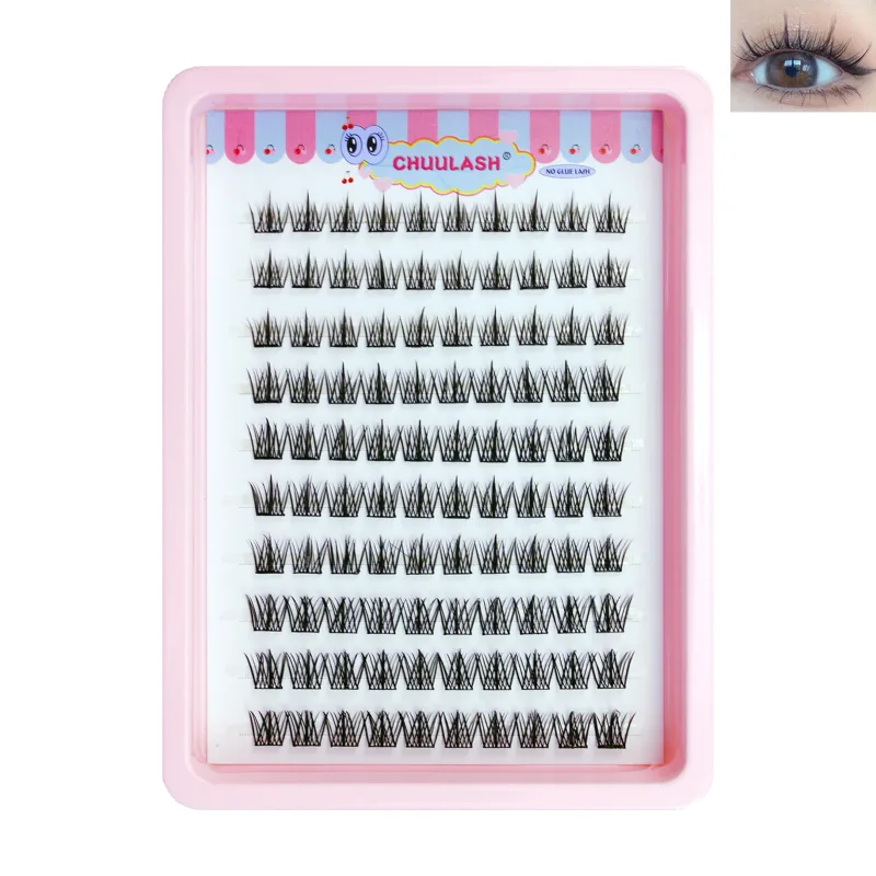 10 linhas olho de gato único cluster cílios postiços natural cosplay maquiagem cílios postiços auto-adesivo natural extensão de chicote fino