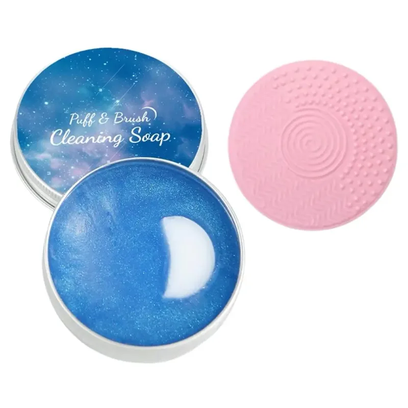 Sabonete limpador de pincel de maquiagem com tapete de silicone limpa profundamente a maquiagem à prova d'água para pincéis e esponjas de maquiagem sintética e natural