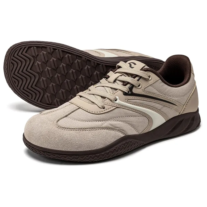 Sapatos descalços de largura larga unissex couro artificial tênis minimalistas rendas retro sapatos de caminhada para mulher
