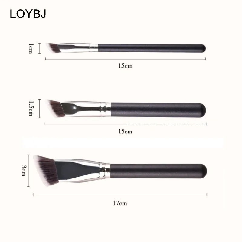 3 pçs conjunto de pincéis de maquiagem de base angular pincéis de maquiagem profissional para base líquida creme bb corretivo feminino ferramentas de beleza