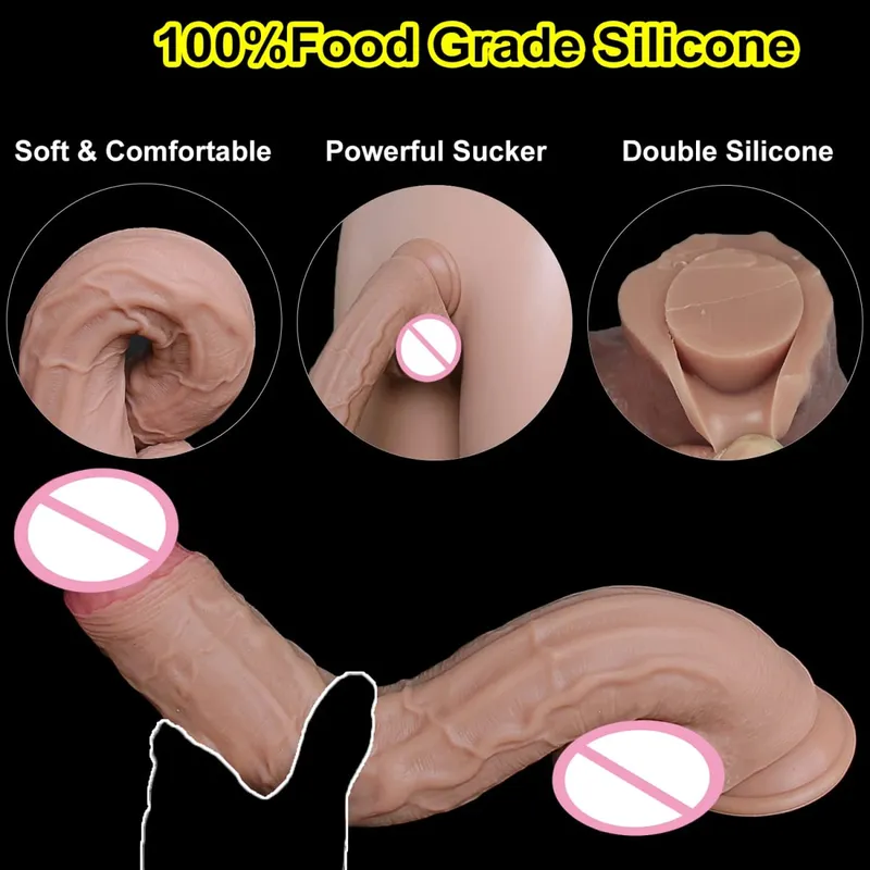 3 cores falso grosso pênis realista macio duplo silicone grande vibrador masturbação vaginal ventosa galo mulher homem brinquedo sexo anal