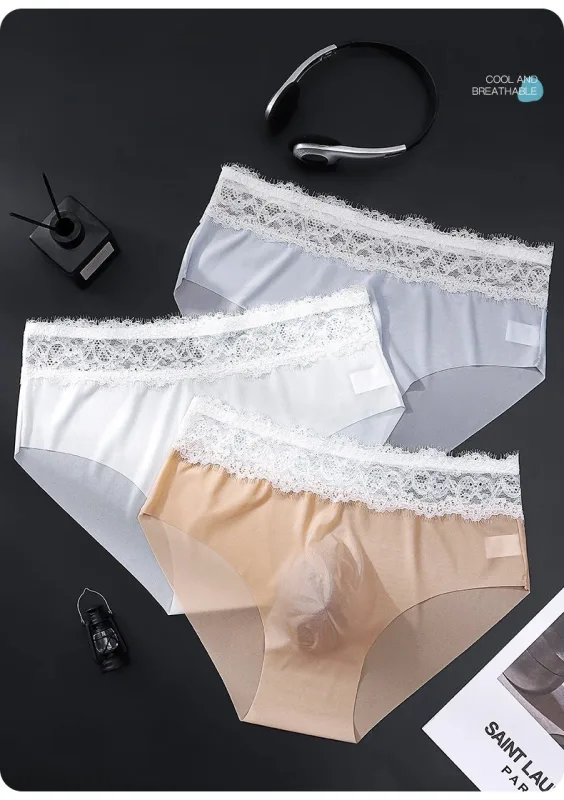 Pantalon Triangle en soie glacée pour hommes, sous-vêtements fins et respirants sans trace, taille basse, doux, sans couture, confortables