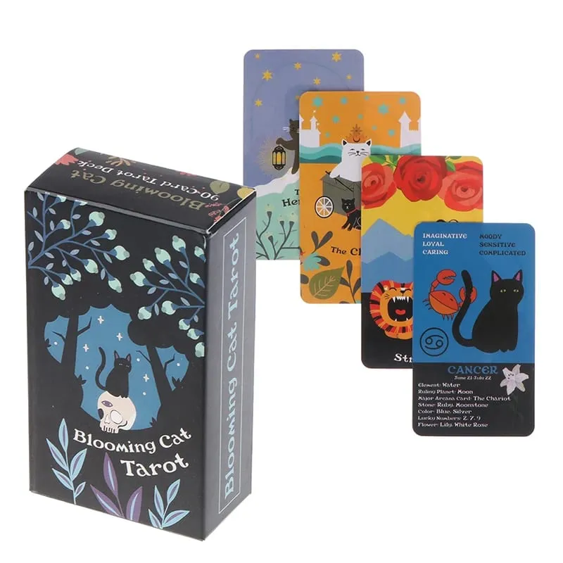 Blooming Cat Tarot Card Misterioso Adivinhação Oracle Card Board Game Inglês Jogando Cartas