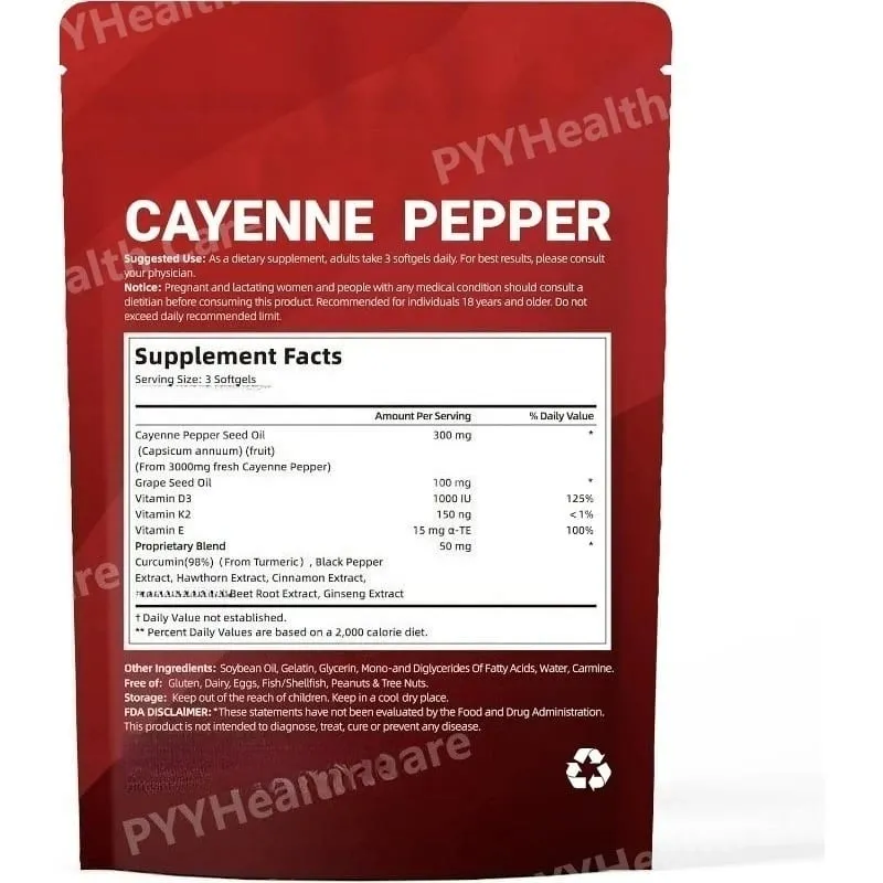 Cápsulas de pimenta caiena com semente de uva, beterraba, cúrcuma, vitaminas D3 K2 E, suplemento de ervas
