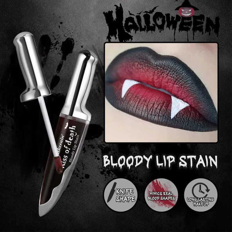 5 pçs goth halloween conjunto de maquiagem fundação vara vermelho temporário cor do cabelo spray lábio mancha sombra vara cosplay festa maquiagem