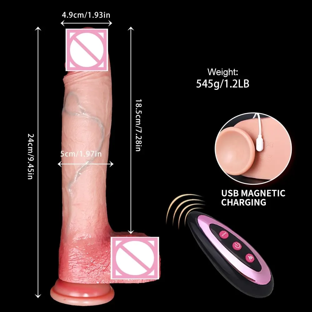 Ventosa de silicone realista vibrador telescópico impulso vibrador aquecimento remoto strapon brinquedos sexuais adultos para casais femininos