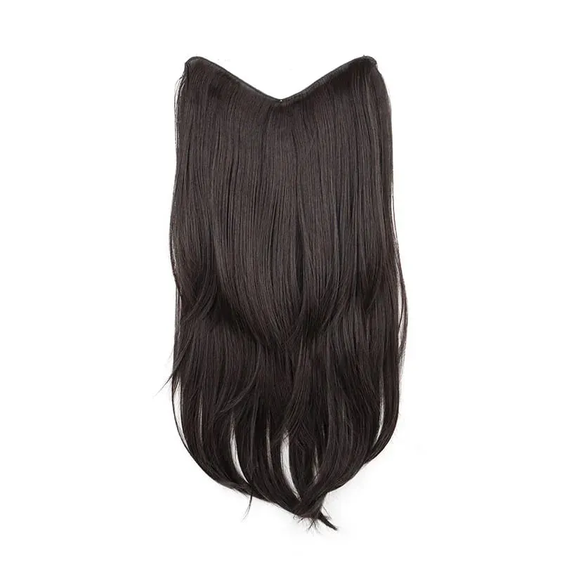 22 Polegada sintético longo micro encaracolado em camadas extensão do cabelo remendo natural olhando invisível peruca de uma peça para mulher — image 12