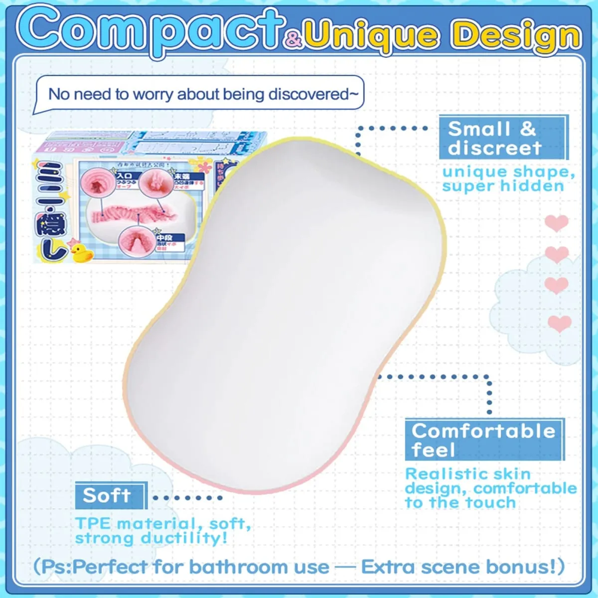 Yuu masturbador masculino realista, de bolso, macio, formato de sabão discreto, brinquedo sexual para homens, manga de masturbação portátil, escondido onahole