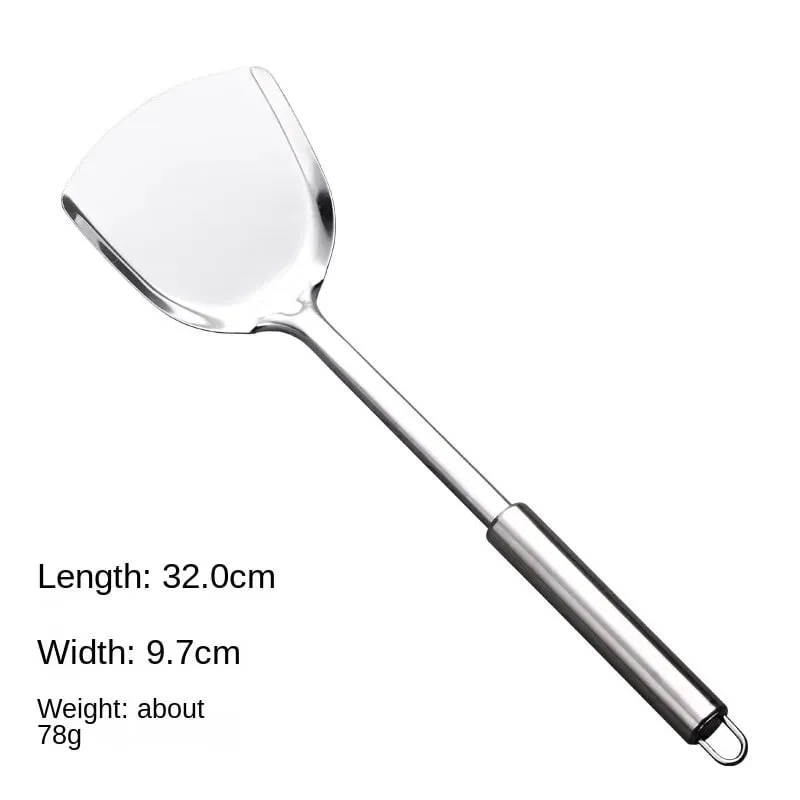 Espátula wok de aço inoxidável, durável, cabo longo, utensílios de cozinha, conjunto de utensílios de cozinha, colher de arroz, concha, ferramentas de cozinha