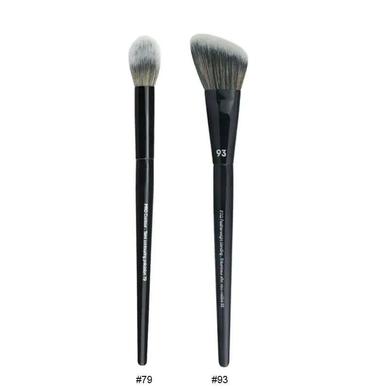 2 pçs/set Pro Preto Pincéis de Maquiagem Cabelo Sintético Pó Sombra Mancha Destaque Fundação Airbrush Difusor Make Up Brush