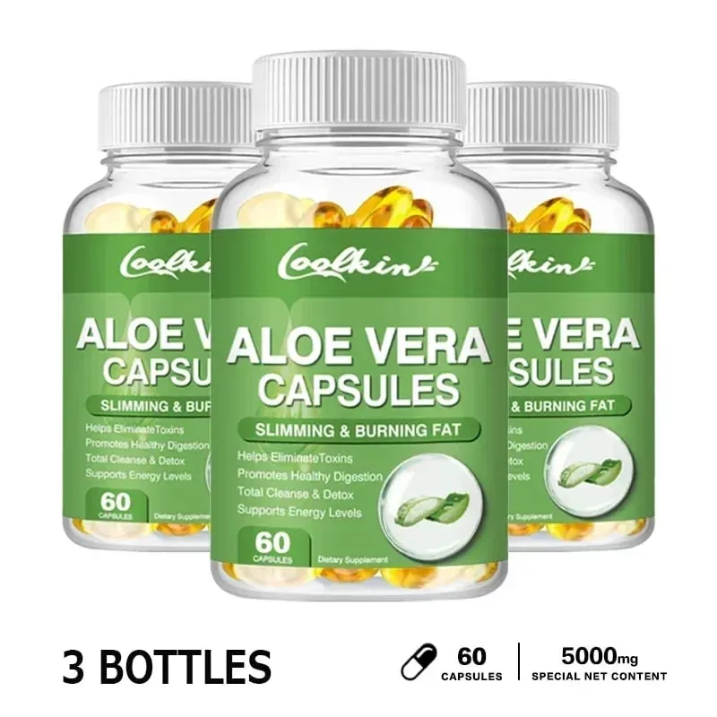 Cápsulas de Extrato de Aloe Vera - Aliviar a Constipação Intestinal Promover a Digestão Desintoxicar Controle de Apetite Queimar Gordura Não-GMOSu