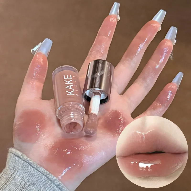 Batom líquido espelhado, hidratante, gelatina marrom, luz labial, brilho labial sexy, longa duração, nude, maquiagem, cosméticos
