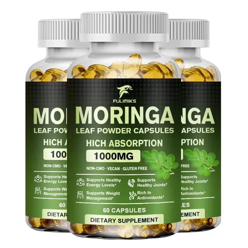 Cápsulas de 1000mg de Moringa Oleifera de alta absorção apoiam o metabolismo imunológico, cuidados com a pele e controle de peso saudável