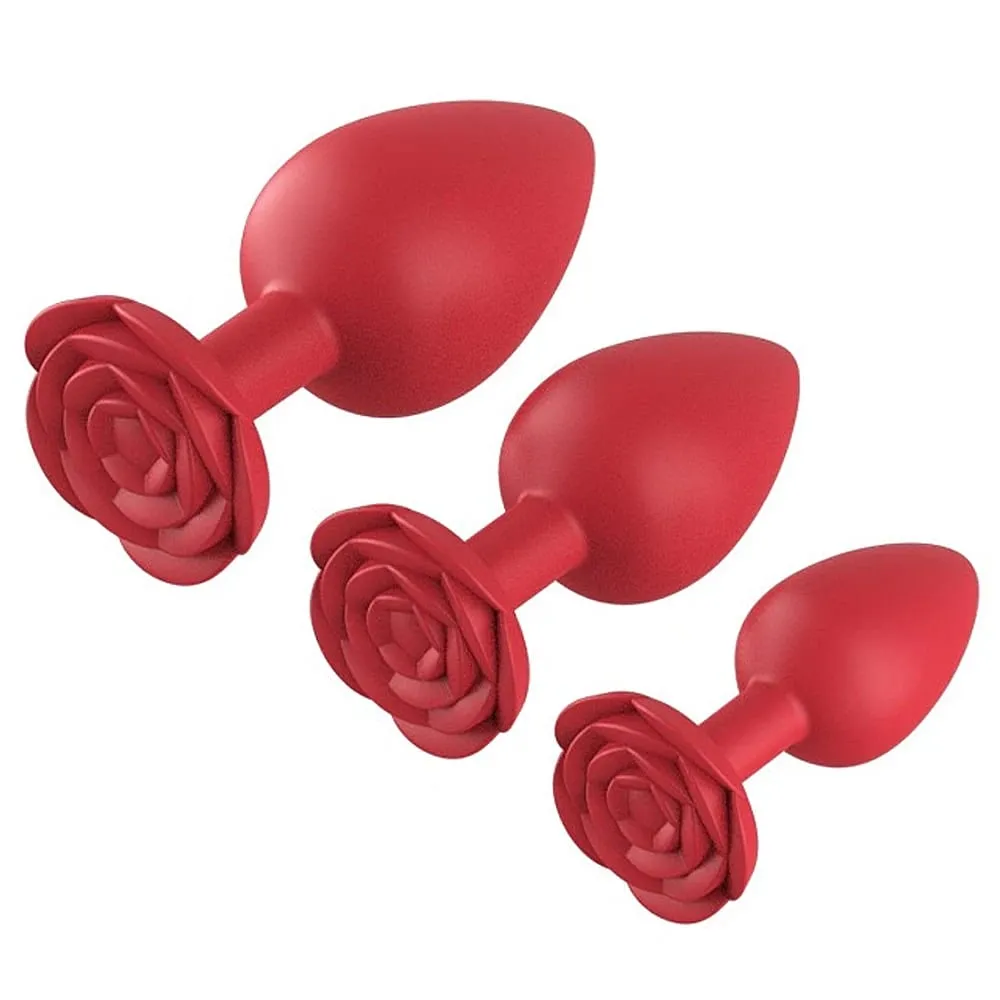 Silicone rosa anal plug 3 tamanho vermelho butt plug iniciante para especialista ponto g massagem bem-estar sexual prazer adulto brinquedo sexual