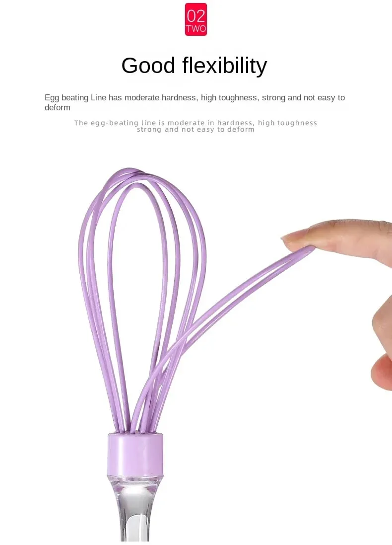 1pc 10-inch manual transparent handle silicone egg beater cake cream mixer egg baking gadget