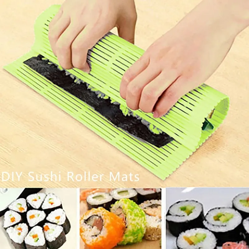 Tapete de rolo de sushi de silicone, faça você mesmo, lavável e reutilizável, molde para rolo de sushi, faça você mesmo, rolo de comida, arroz, rolo de bolo