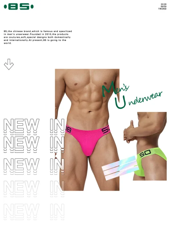 Cuecas masculinas de mistura de nylon, cuecas respiráveis ​​com letras de chifre em relevo, cintura elástica larga, cor fluorescente, roupa íntima sexy