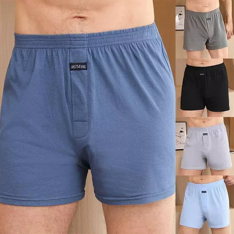 Men's Boxer Pantie Lot Underpant Loose Large Short Cotton Plus Size Underwear For Men Boxer Briefs Solid Middle Male Boxer — image 8