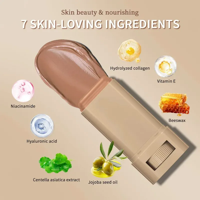 2pcs Foundation Tint Stick & Setting Powder Cosmetics Kit Coverage Even Skin Long Lasting Oil Control Matte Makeup Kit