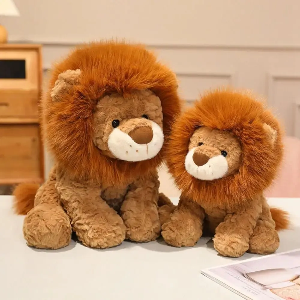 Presente criativo macio leão pelúcia animal travesseiro bonito apoio emocional animais de pelúcia brinquedo de pelúcia de 13.8 polegadas