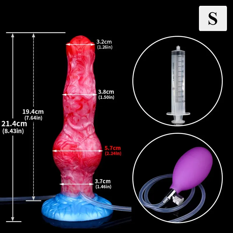 Ejaculação anal plug cão/lobo vibrador inflável grande nó pênis com função de esguicho forte otário brinquedo sexual para mulher — image 11