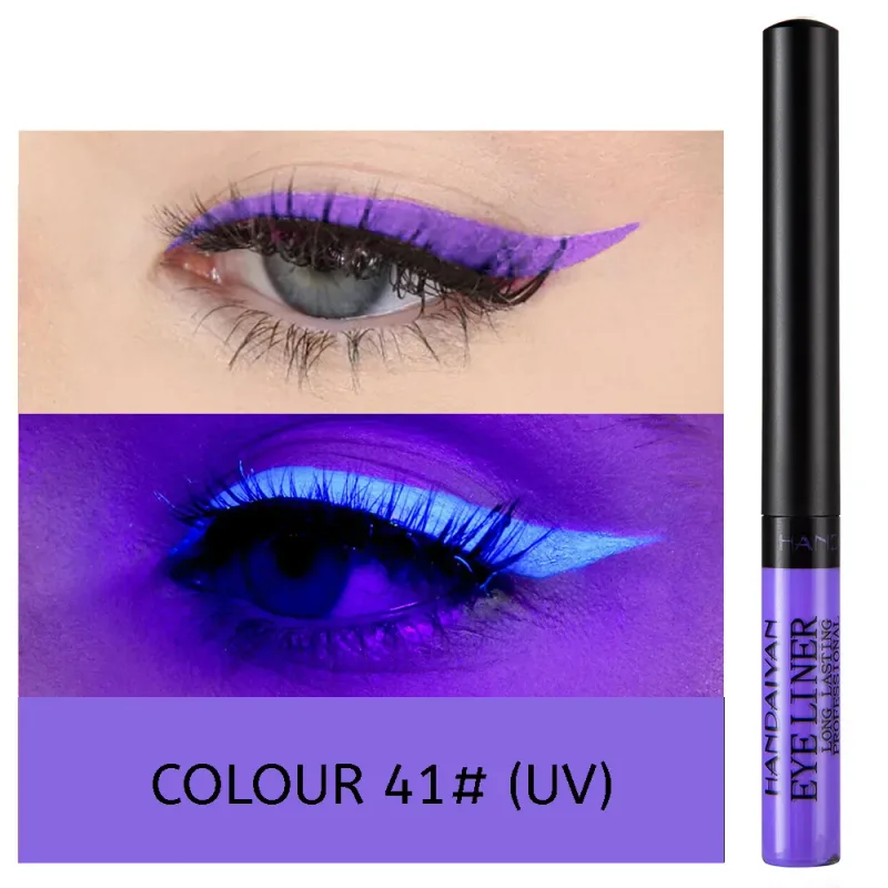 Caneta delineadora neon com luz uv, maquiagem para olhos, vermelho, à prova d'água, cor líquida, lápis de maquiagem, cosméticos, amarelo, fosco, roxo
