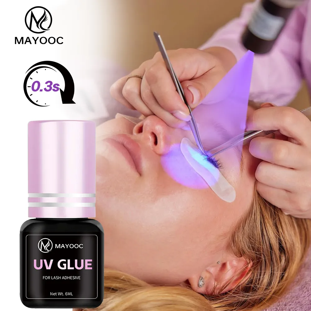 UV Eyelash Glue Adhesive Eyelash Extensions 0.1S Fast Drying Strong False Eye Lash Extension Glue Lasting Custom Logo