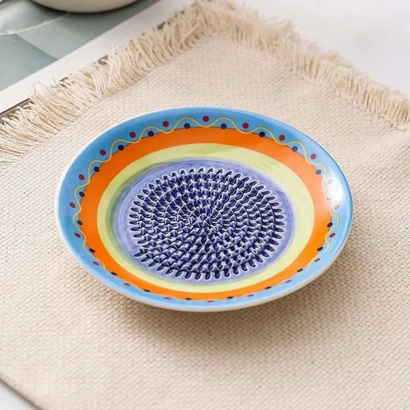 Colorido simples cerâmica ralador de gengibre ferramenta moedor mão alho masher portátil porcelana cenoura gengibre moagem ferramentas cozinha