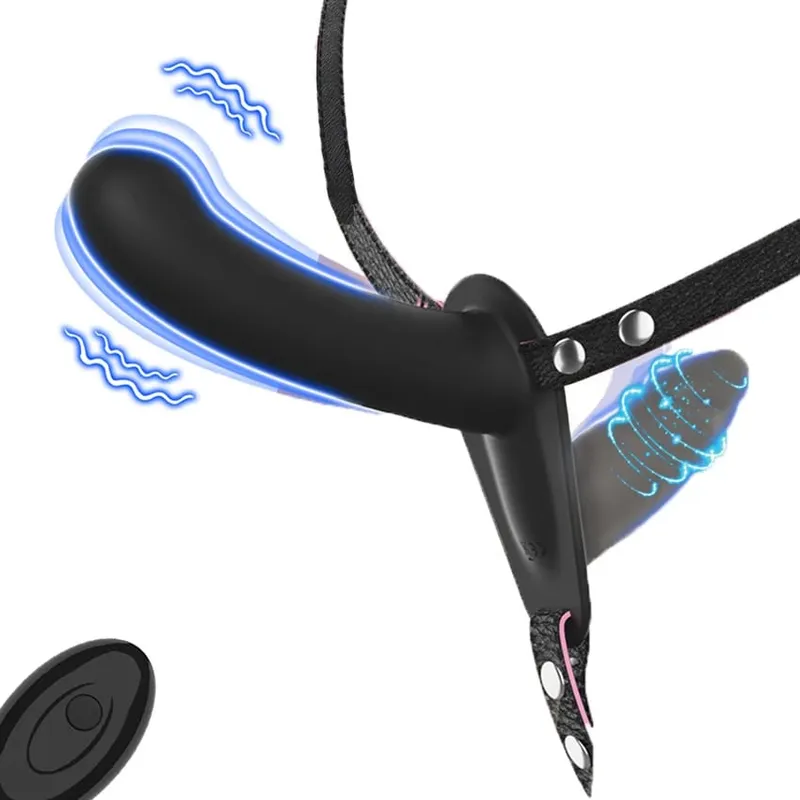 Strap-On Vibrador com Arnês Ajustável Wearable Realista Duplo Vibradores Vibradores Adultos Brinquedos Sexuais para Mulheres Lésbicas