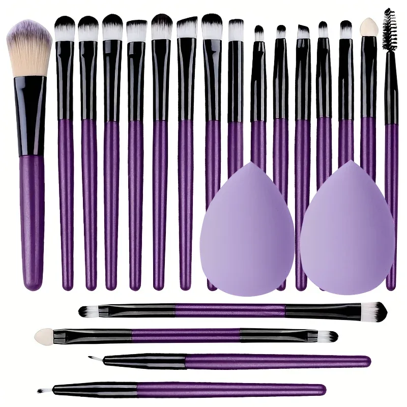 Conjunto de pincéis de maquiagem para os olhos, 20 peças, portátil, macio, ferramentas de beleza, base, sombra, delineador, multifuncional, iniciante