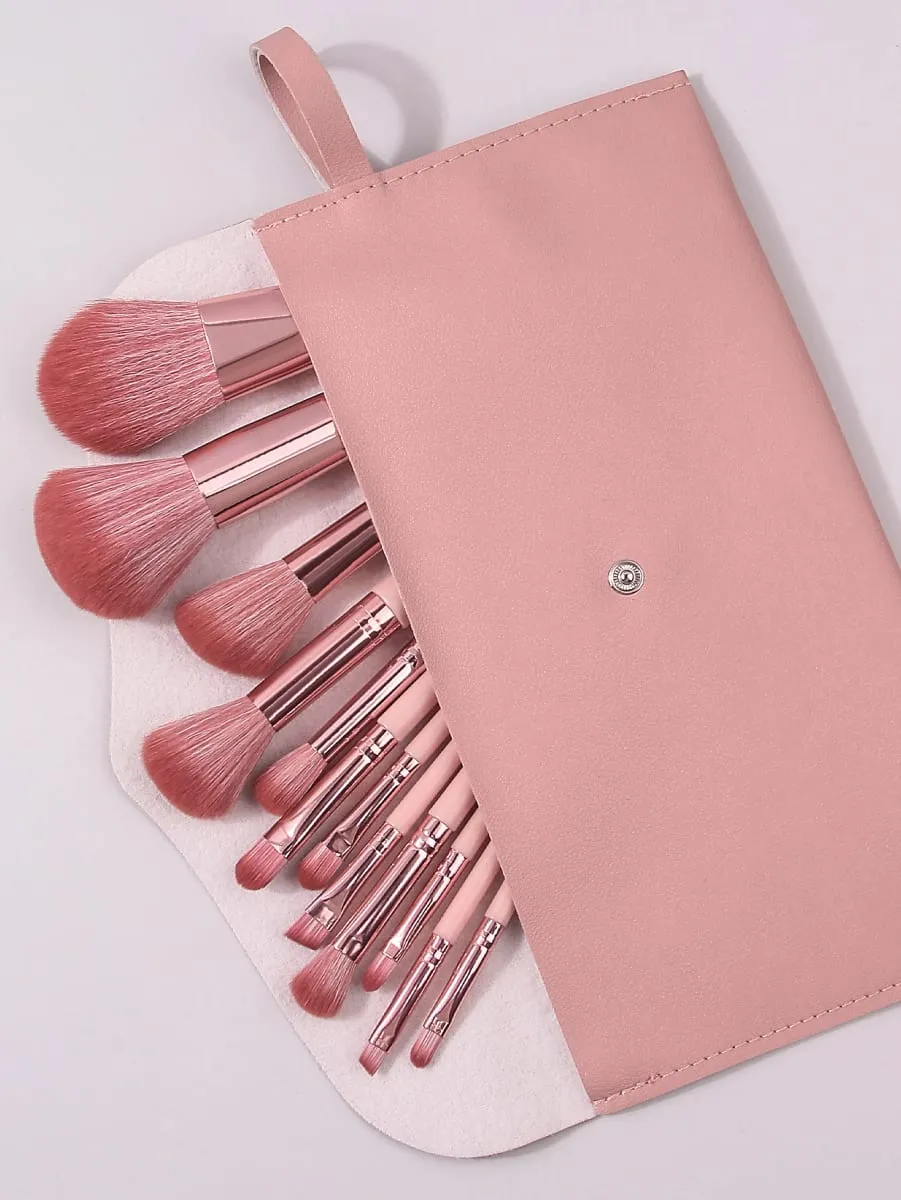 13Pcs Makeup Brush Set Comes With a Portable Envelope Makeup Brush Bag Blush Loose Powder and Eyeliner Brushes