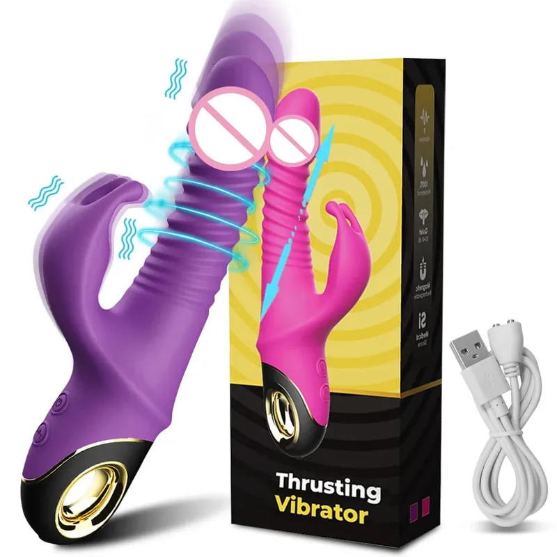 2022 Rabbit Thrusting Vibrator Automatic Telescopic G-Spot Clitoris Stimulator Female Masturbation Sex Toys For Women Adults