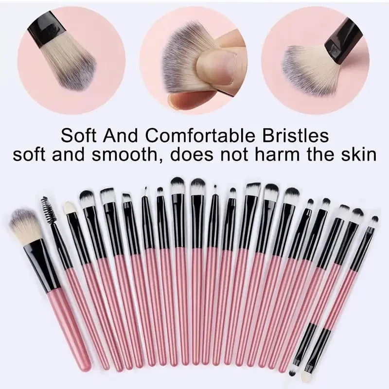Conjunto de pincéis de maquiagem macio, 20 peças, base cosmética, pó, sombra, kabuki, pincel de maquiagem, ferramenta de beleza, esponja de maquiagem