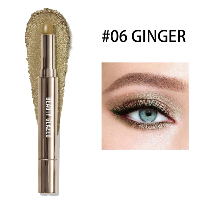 10 cores dupla extremidade sombra de olho vara com esponja escova perolada duradoura sombra caneta contorno portátil maquiagem cosméticos