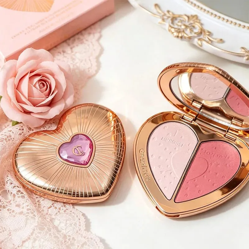 Charlotte Tilbury Brand Two Color Heart Shaped Powder Blusher Setting Spray Oil Control Powder Blusher Air Cushion Pen Cosmetic