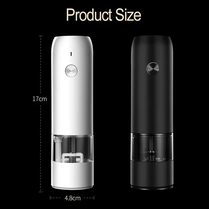 電動自動鹽和胡椒研磨機組可充電 USB 重力香料研磨機可調式香料研磨機廚房工具