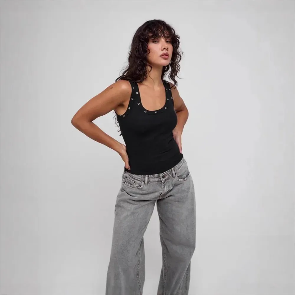 Roupas femininas mschuh verão cor sólida colete retalhos fino superior sem mangas estilo simples all-match casual confortável na moda